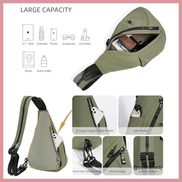 Nylon Crossbody Sling Backpack Adjustable Daypack Travel Hiking Bag main image 5